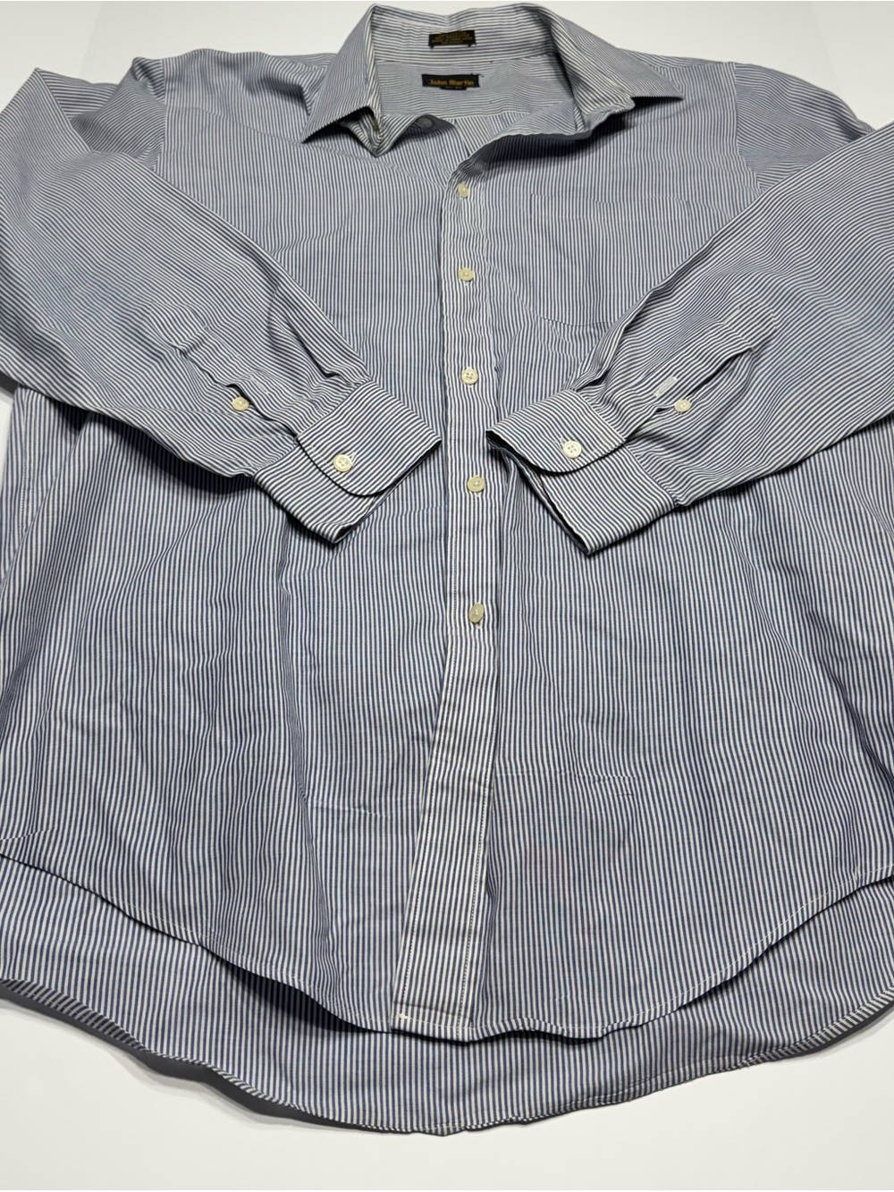 Johnny Martin Navy and White Pinstripe Dress Shirt